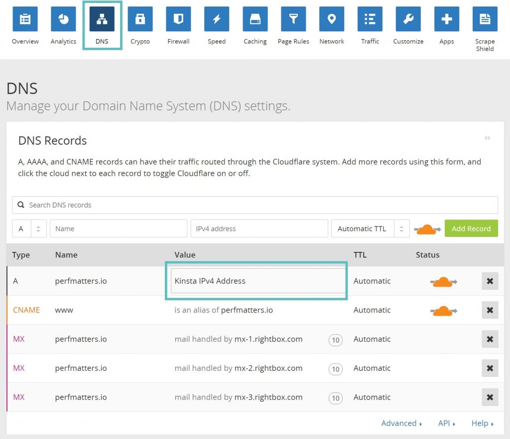 تنظیم IP و DNS در کلودفلر تنظیم IP و DNS در CloudFlare